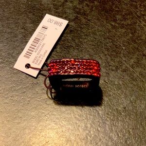 Burgundy Rhinestone Square Cocktail Ring